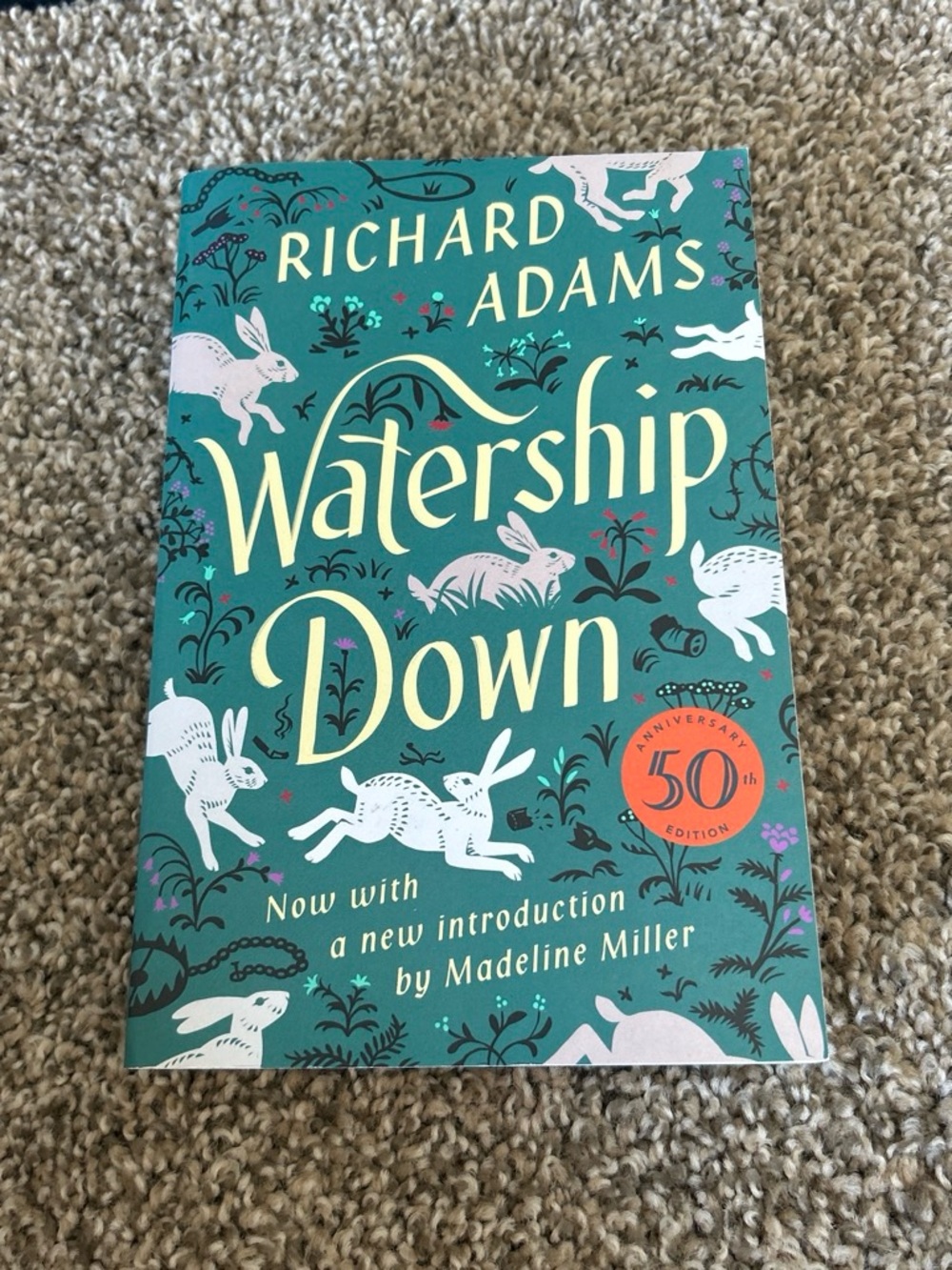 Watership Down by Richard Adams - Teal Cover with White Rabbits